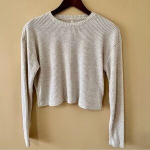 Babaton| Aritzia Wool Blend Super Soft Cream Warm Long Sleeve Cropped Top Sz XXS